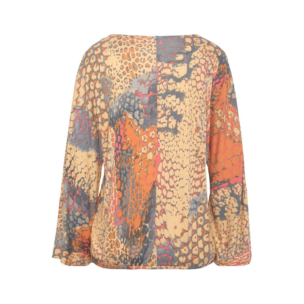 Buffalo Fledermausshirt mit Animaldruck lockere Bluse mit V-Ausschnitt Blusenshirt Super Sparpreis