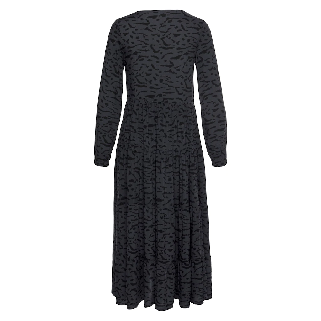 LASCANA Maxikleid mit Alloverprint und Volants langärmlig Druckkleid casual-chic Begrenzte Freigabe