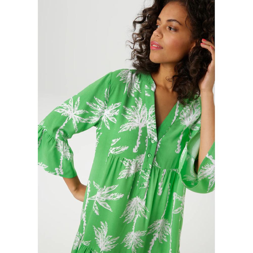 Aniston CASUAL Tunikakleid mit Palmen bedruckt - jedes Teil ein Unikat - NEUE KOLLEKTION Fabrikladen
