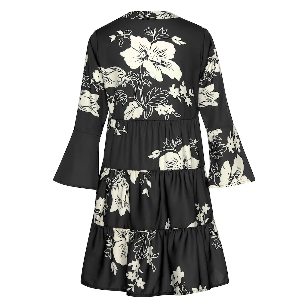 LASCANA Blusenkleid in weiter Form mit Volants und Blumenprint Tunikakleid Strandkleid Online