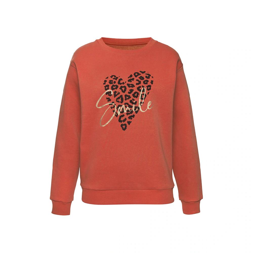 LASCANA Sweatshirt Loungehirt mit Herz-Leo-Druck Loungewear Fabrikverkauf
