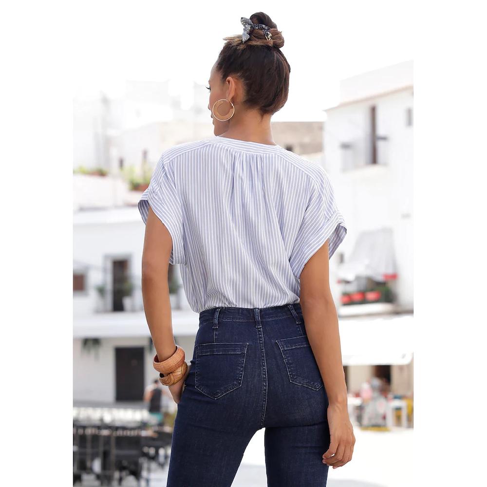 Vivance Kurzarmbluse mit Streifendesign Damenbluse casual Fabrik Onlineshop