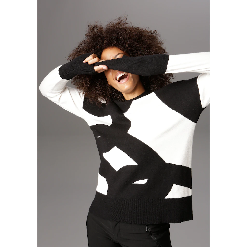 Aniston SELECTED Strickpullover mit modisch kurzem Stehkragen Fabrikpreis