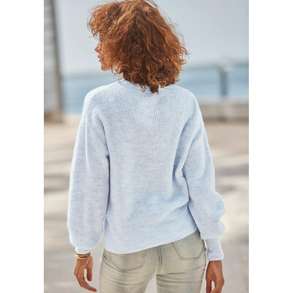 LASCANA Strickpullover in Melange-Optik lockerer Damenpullover Basic Preisnachlass
