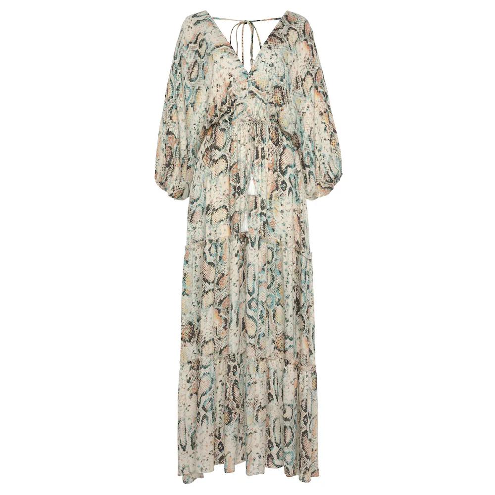 Buffalo Maxikleid mit Schlangenmuster und V-Ausschnitt Sommerkleid causal-chic Osterangebot