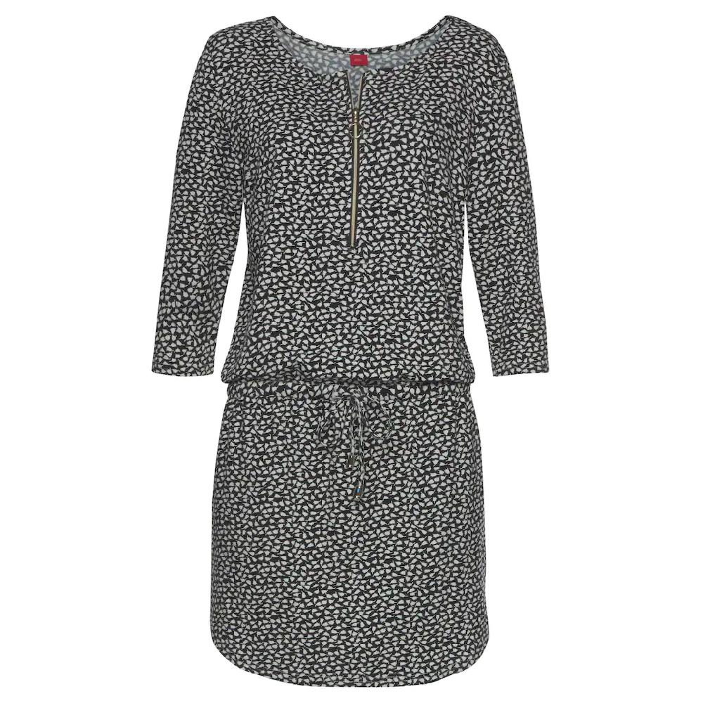 s.Oliver Sommerkleid mit Reißverschluss und 3/4-Ärmeln Jerseykleid mit Taschen Lagerräumung