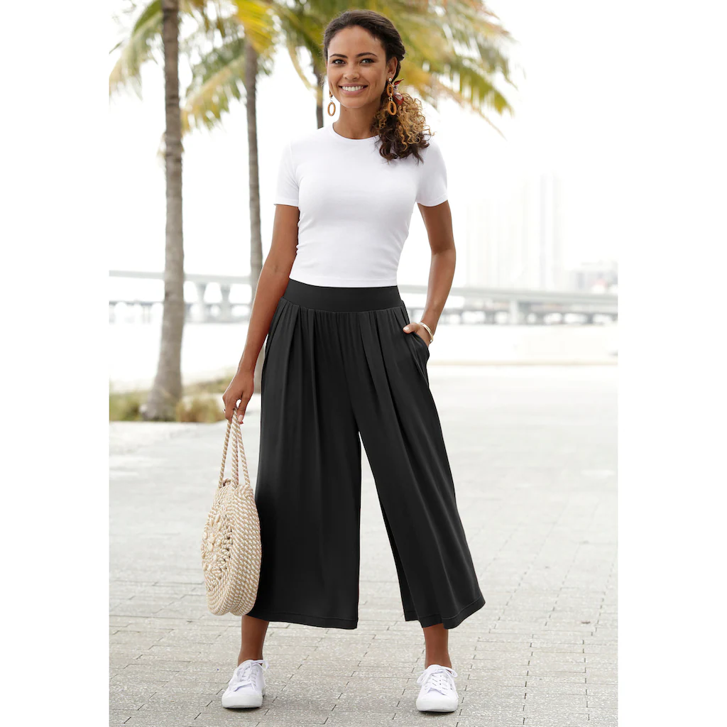LASCANA Culotte mit extra-weitem Bein und Taschen bequeme Jerseyhose Heißer Verkauf