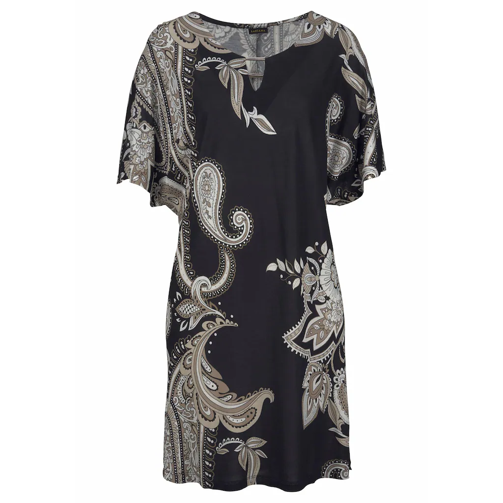 LASCANA Jerseykleid mit Zierdetail am Ausschnitt sommerliches Tunikakleid Strandkleid Große Rabatte
