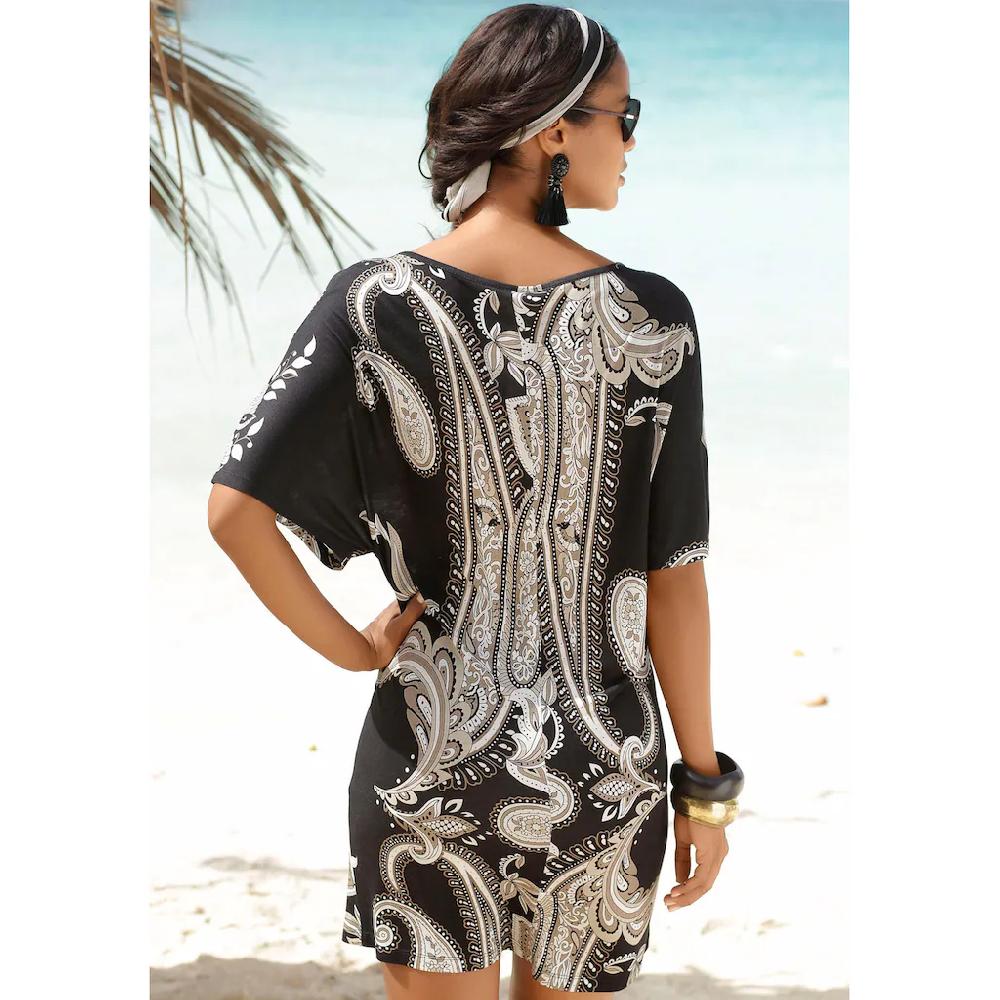 LASCANA Jerseykleid mit Zierdetail am Ausschnitt sommerliches Tunikakleid Strandkleid Große Rabatte