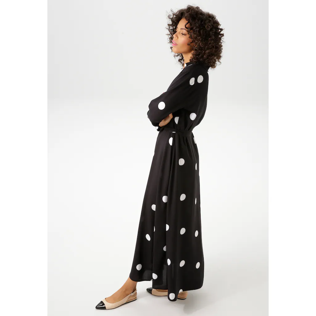 Aniston CASUAL Blusenkleid (mit abnehmbarem Bindeband) mit kontrastfarbigen Punkten - jedes Teil ein Unikat - NEUE KOLLEKTION Riesige Ersparnisse