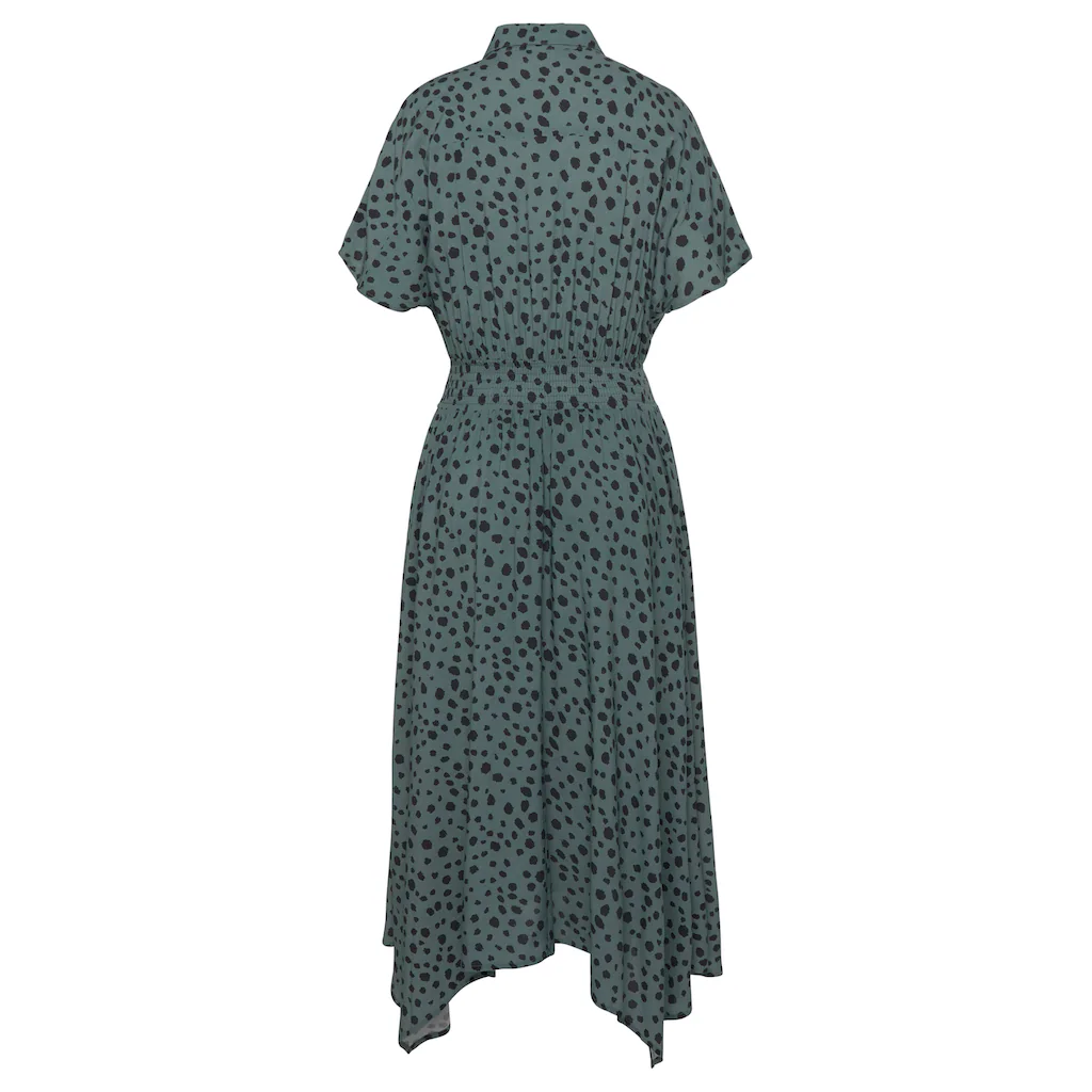 LASCANA Druckkleid mit Punktedruck und asymmetrischem Saum Hemdblusenkleid Midikleid Letzte 2 Tage