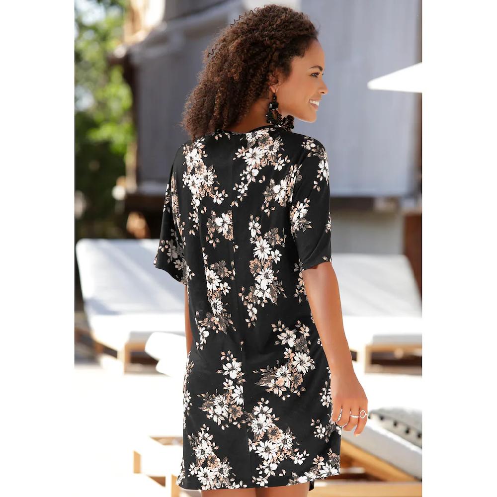 LASCANA Longshirt mit dezentem Blumendruck Shirtkleid mit weiten Ärmel Nur für heute