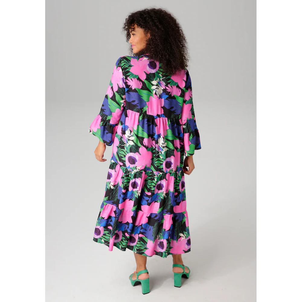 Aniston PLUS Midikleid mit farbenfrohem großflächigem Blumendruck - NEUE KOLLEKTION Discount Store für neue Produkte