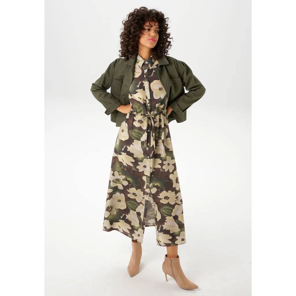 Aniston CASUAL Blusenkleid mit farbharmonischen Blumendruck im Batikdessin - NEUE KOLLEKTION Fabrikladen