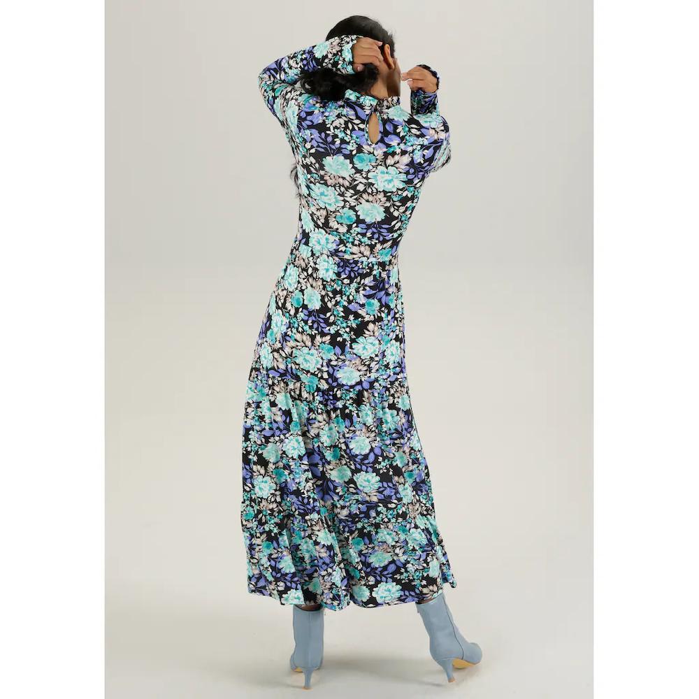 Aniston SELECTED Maxikleid mit romantischem Rosendruck und Rüschenverzierung Verkauf