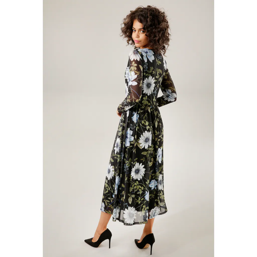 Aniston CASUAL Midikleid mit großflächigem Blüten- und Blätterdruck im Angebot