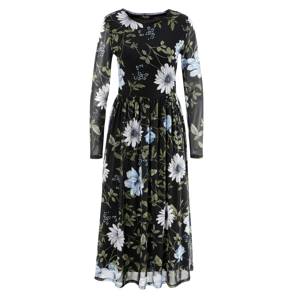 Aniston CASUAL Midikleid mit großflächigem Blüten- und Blätterdruck im Angebot