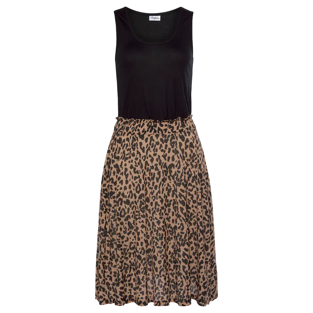 Buffalo Jerseykleid mit Paperbag-Bund und Animalprint Leokleid Sommerkleid Meist gekauft