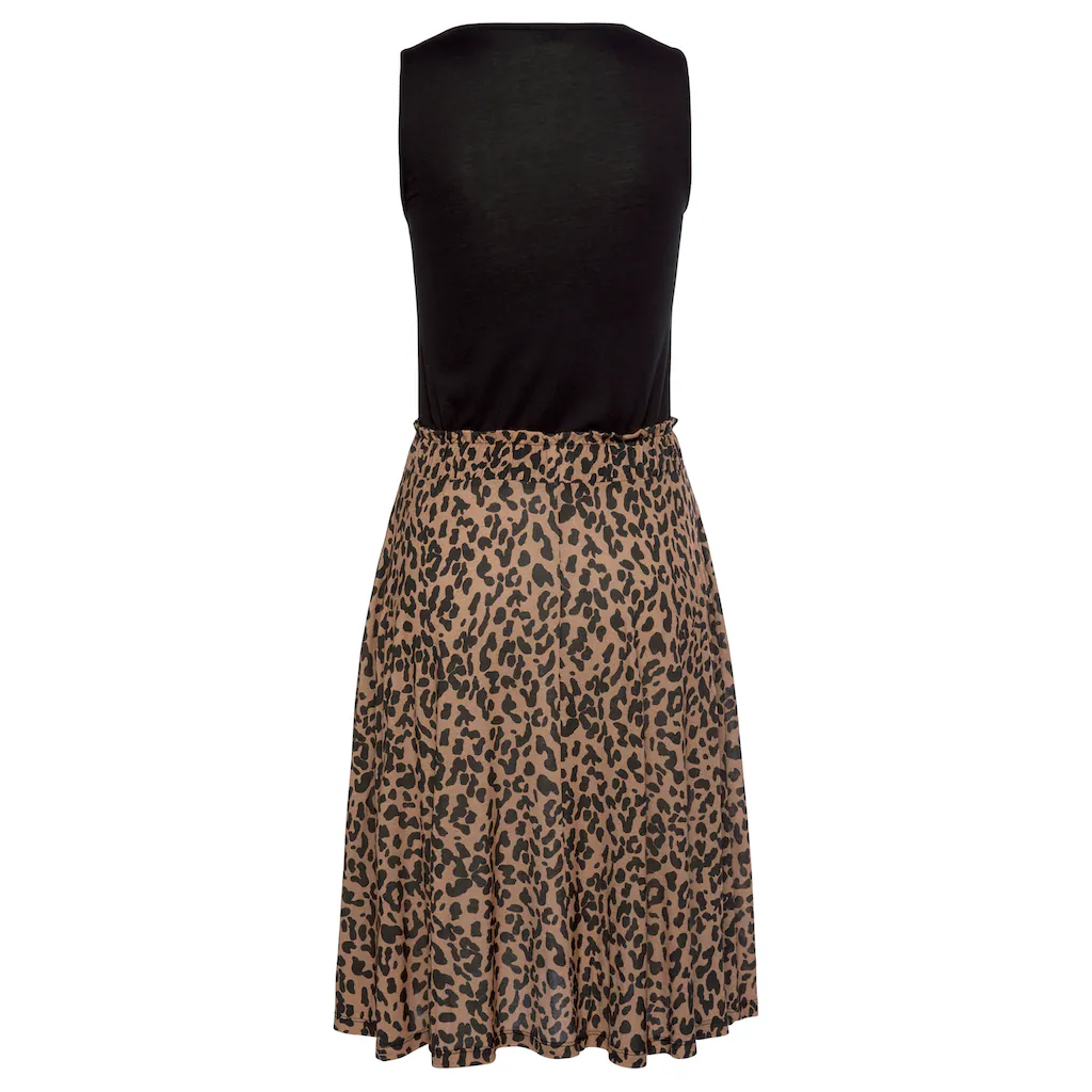 Buffalo Jerseykleid mit Paperbag-Bund und Animalprint Leokleid Sommerkleid Meist gekauft