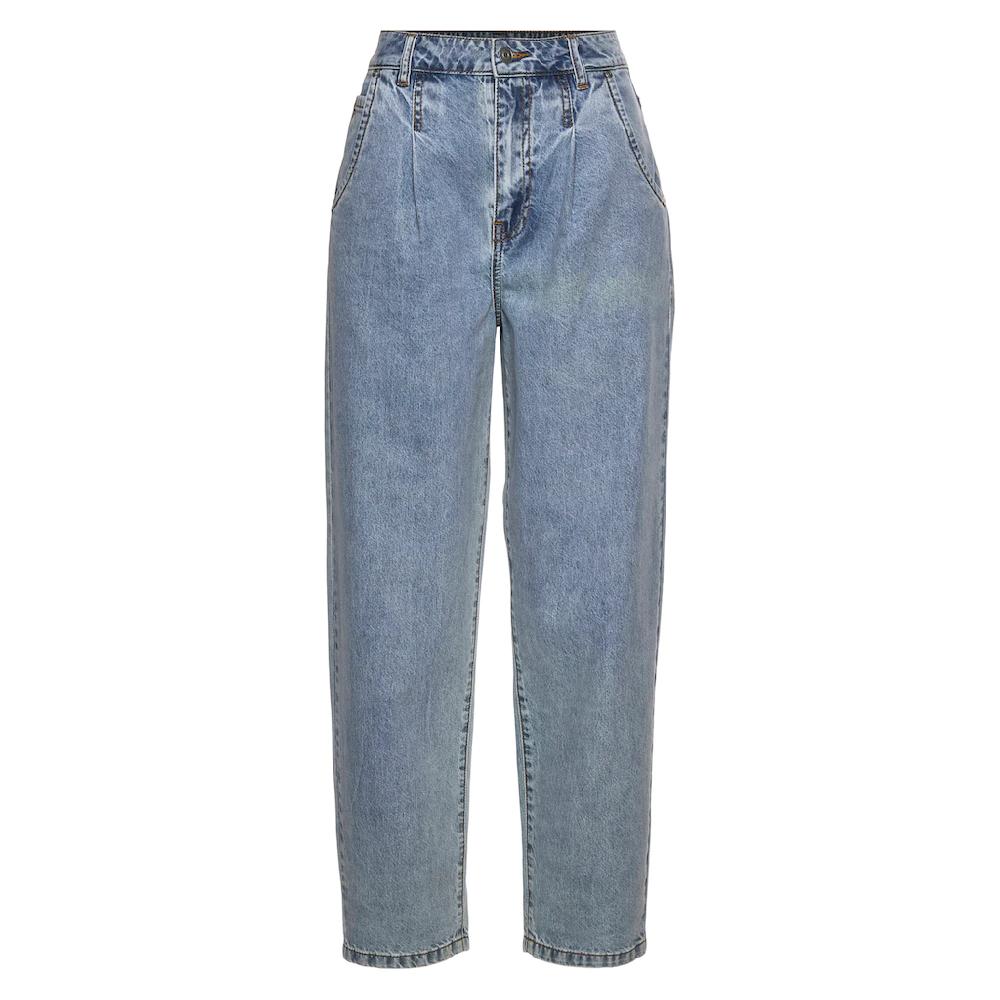 Buffalo Relax-fit-Jeans in High-Waist-Form mit Bundfalten verkürzte Länge modisch Kostenloser Versand