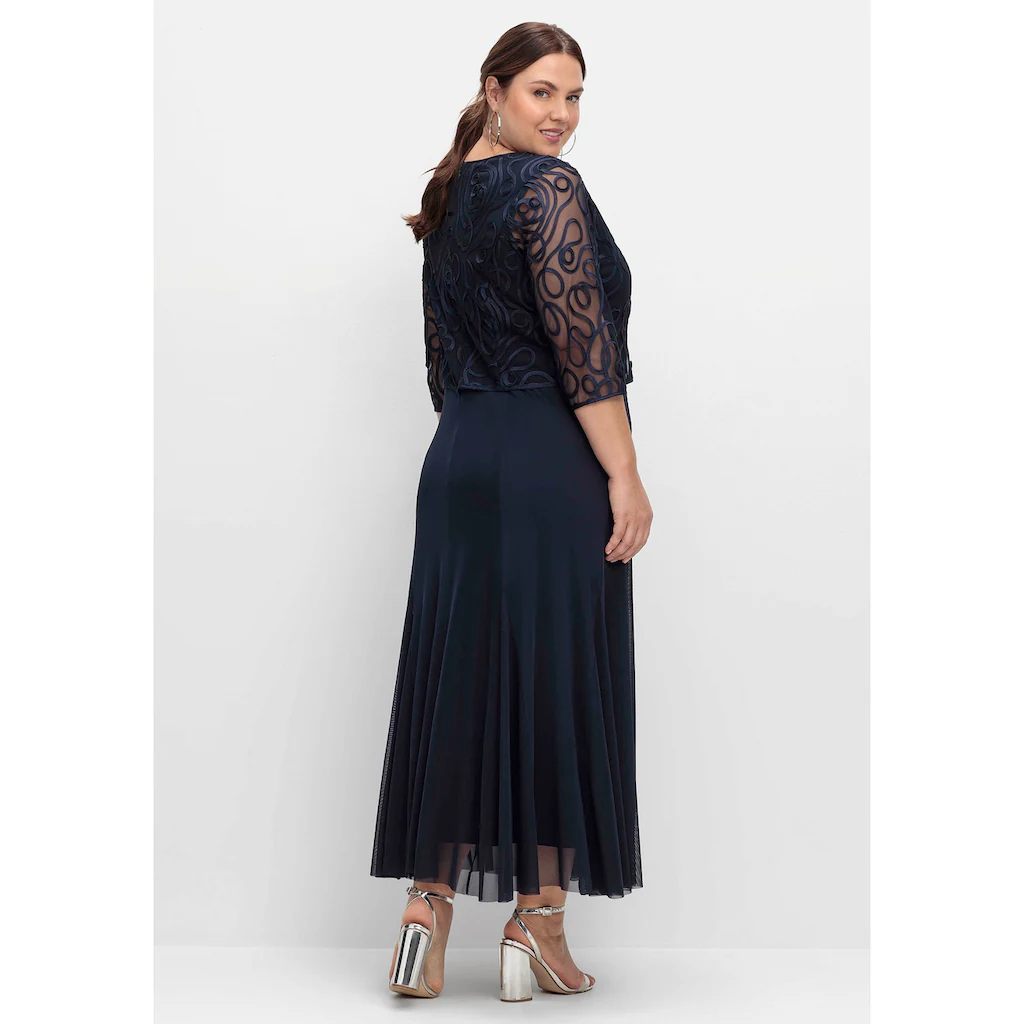 Sheego Abendkleid »Große Größen« aus Mesh mit Zierborten Großer Ausverkauf