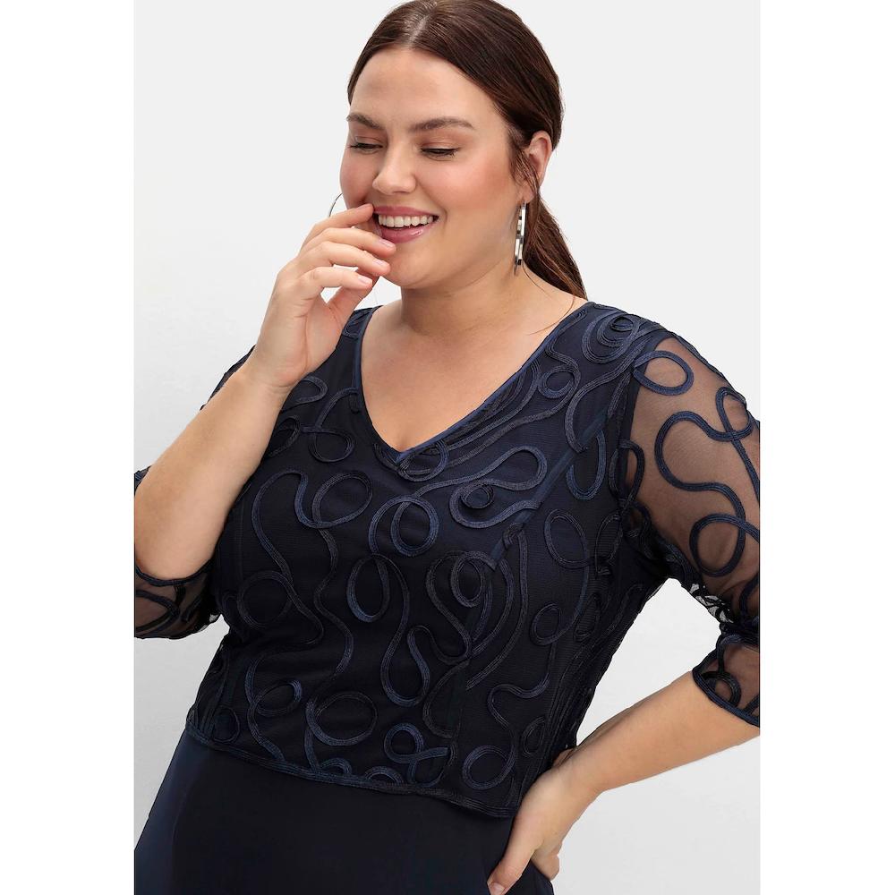 Sheego Abendkleid »Große Größen« aus Mesh mit Zierborten Großer Ausverkauf