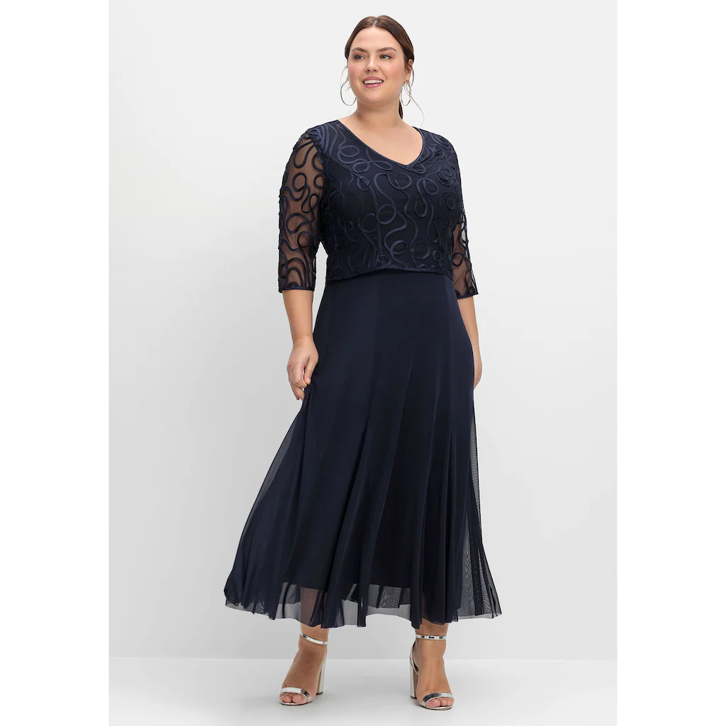 Sheego Abendkleid »Große Größen« aus Mesh mit Zierborten Großer Ausverkauf