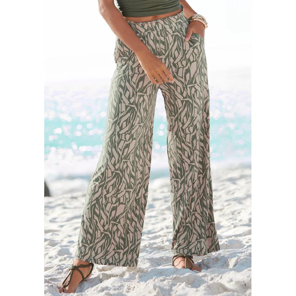 Buffalo Jerseyhose mit Alloverdruck in Paperbag-Optik Wide-Leg