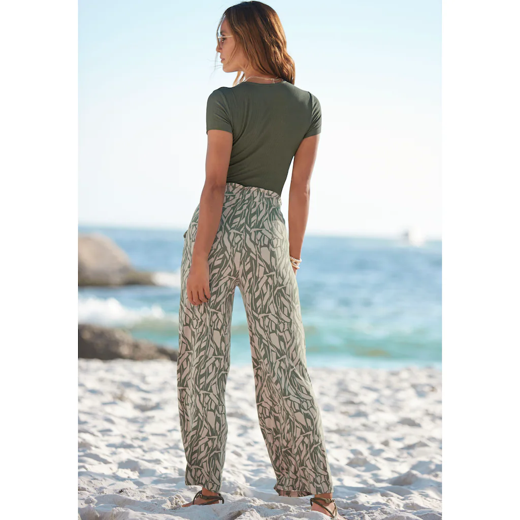 Buffalo Jerseyhose mit Alloverdruck in Paperbag-Optik Wide-Leg Exklusive Angebote