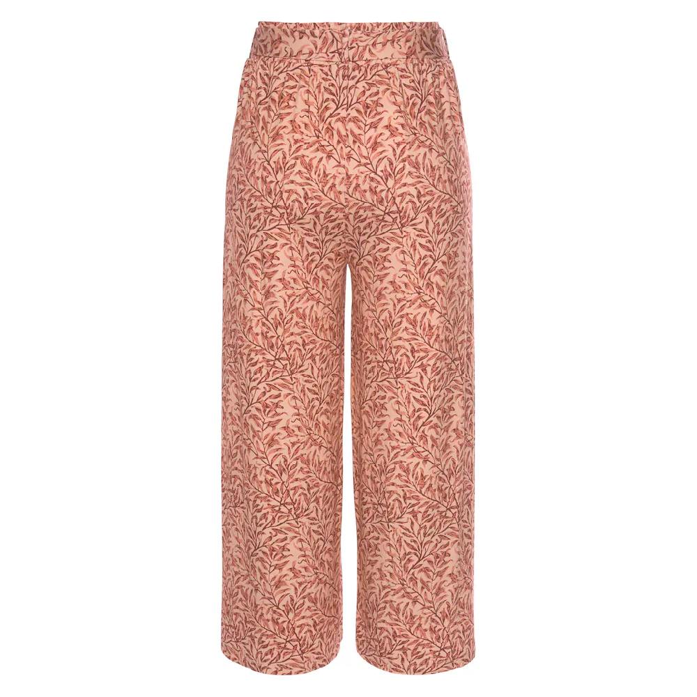 Beachtime Culotte (mit Bindegürtel) mit Blätterdruck und Bindeband luftig-leichte Sommerhose Blitzangebot