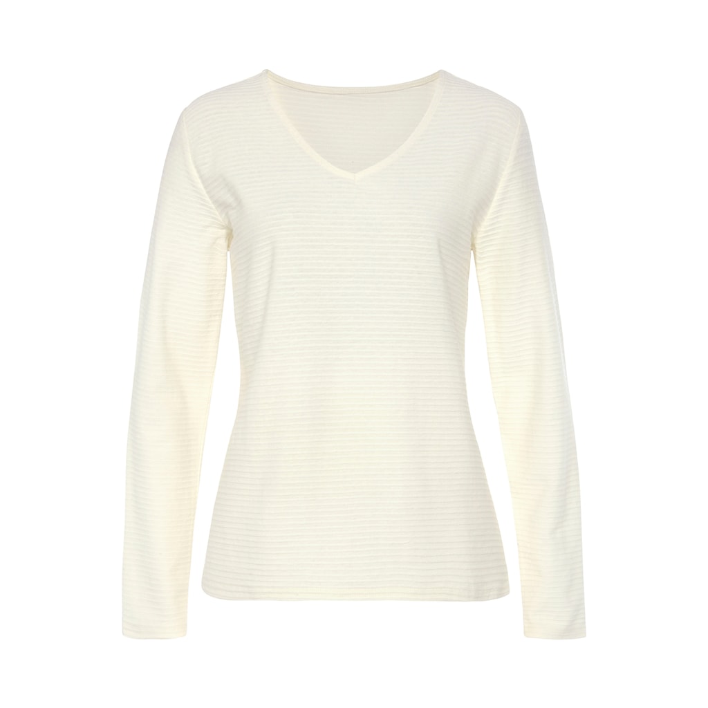 LASCANA Langarmshirt »mit Streifenstruktur« aus weicher Baumwoll-Qualität Neueste Stile