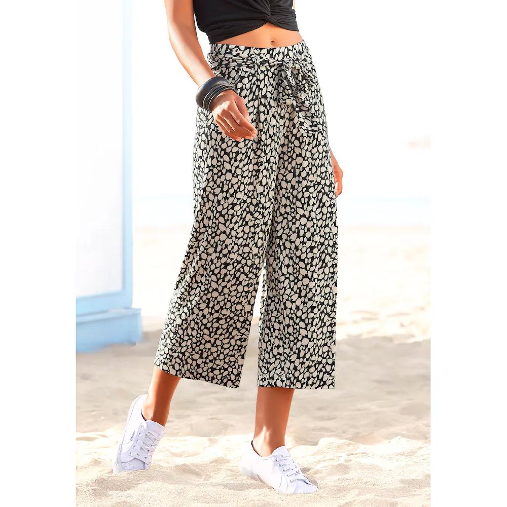 LASCANA Culotte (mit Bindegürtel) und Alloverdruck 7/8-Länge elastischer Bund Sommerhose Riesige Rabatte