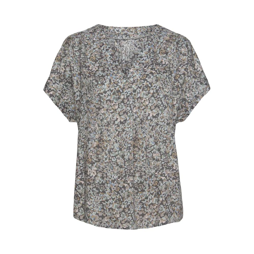 Vivance Kurzarmbluse mit Blümchendruck und V-Ausschnitt Blusenshirt Damenbluse Fabrikladen