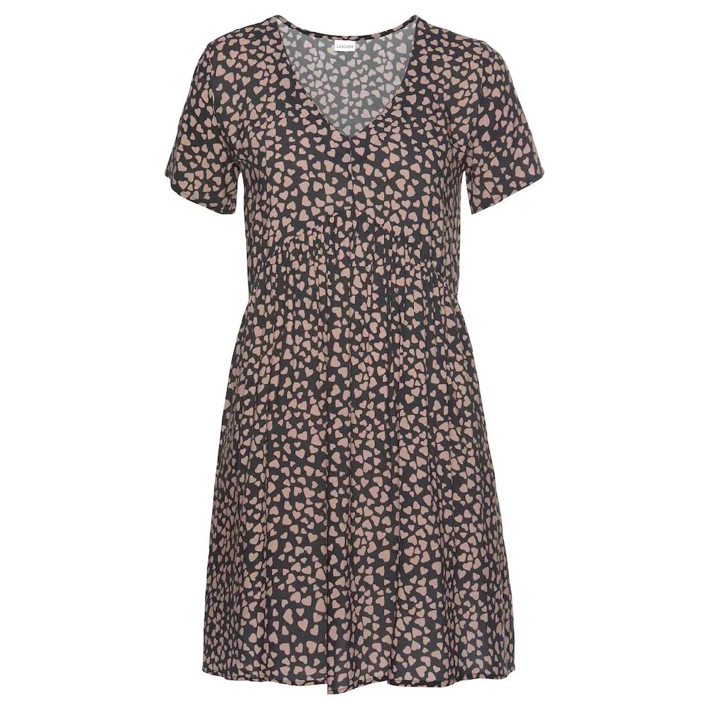 LASCANA Blusenkleid mit Herzchenprint lockeres T-Shirtkleid Sommerkleid Strandkleid Im Verkauf