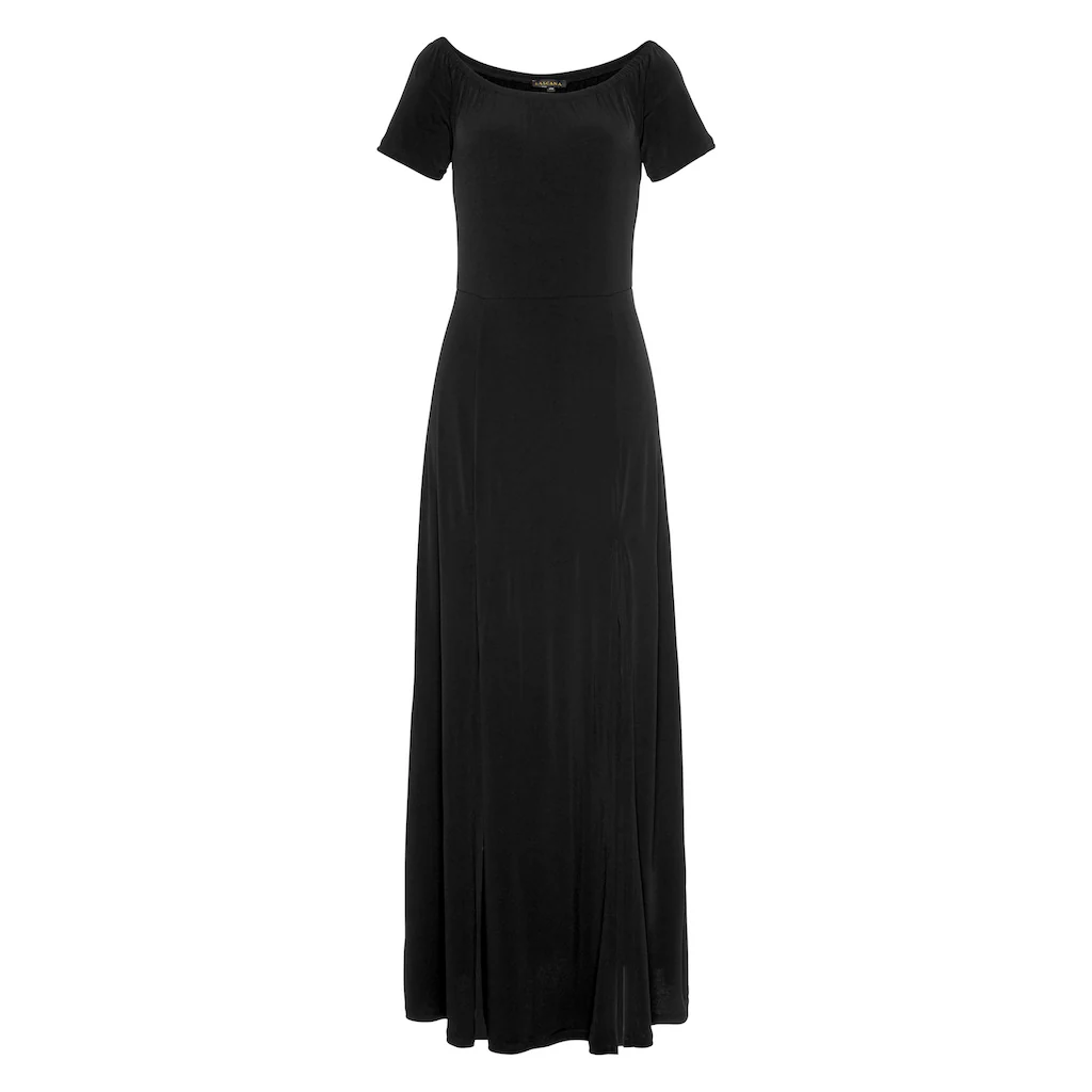 LASCANA Maxikleid mit langen Beinschlitzen und Carmenausschnitt schulterfrei Basic 2025