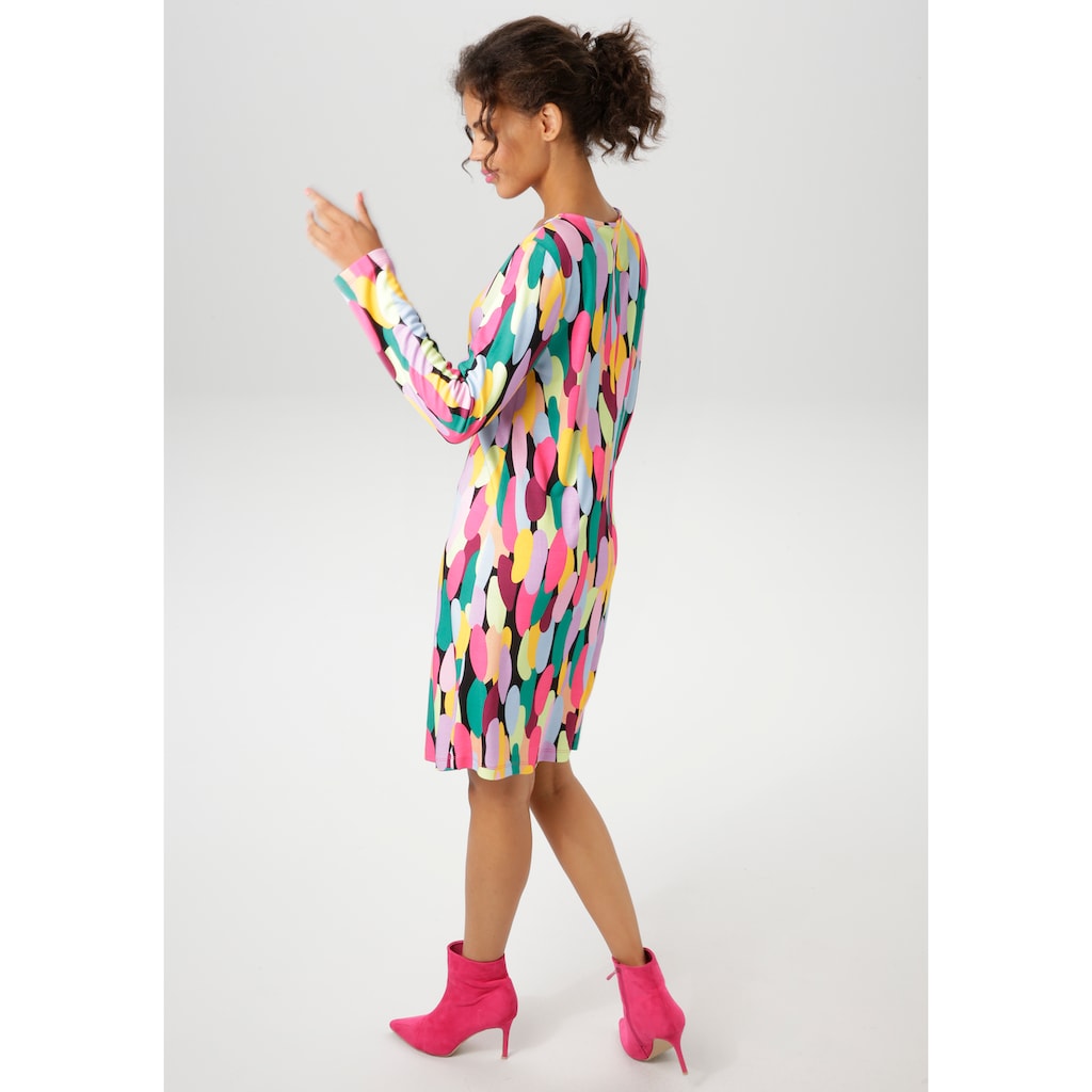 Aniston CASUAL Jerseykleid mit farbenfrohen grafischen Druck - NEUE KOLLEKTION Schlussverkauf