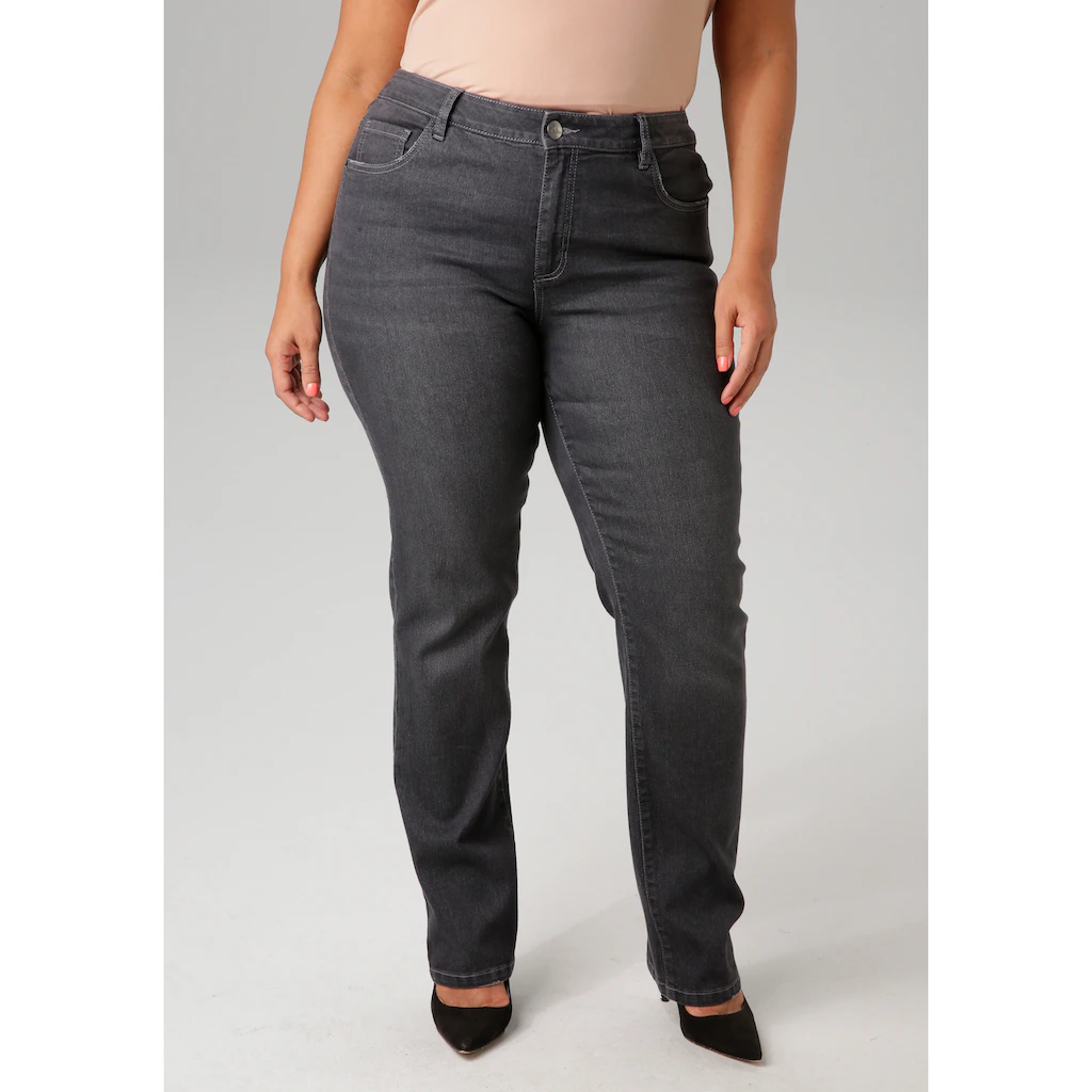 Aniston PLUS Straight-Jeans mit leichtem Used-Effekt - NEUE KOLLEKTION Kostenloser Versand