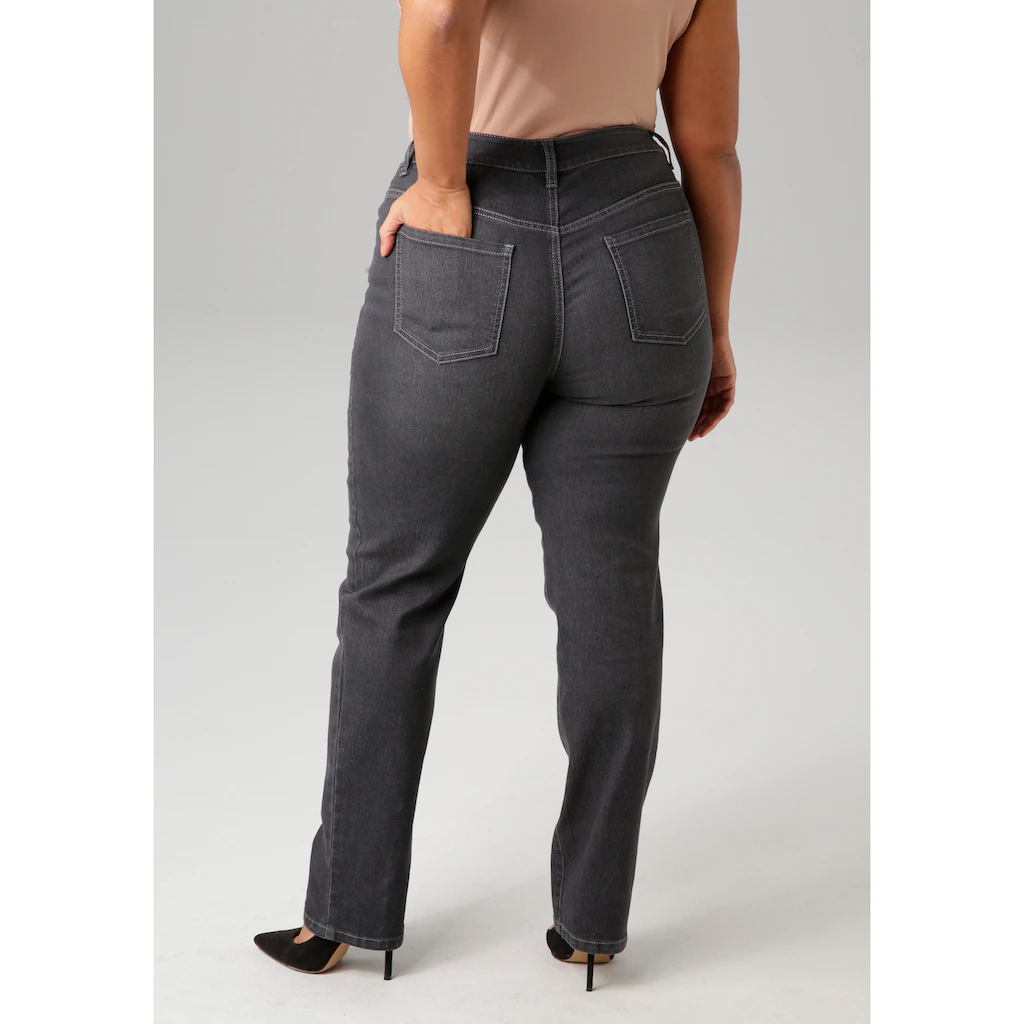 Aniston PLUS Straight-Jeans mit leichtem Used-Effekt - NEUE KOLLEKTION Kostenloser Versand
