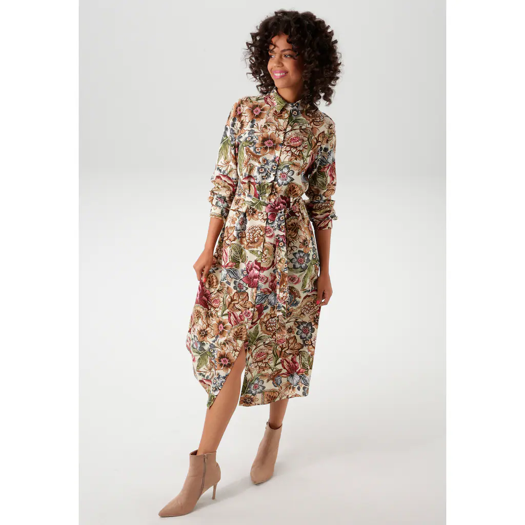 Aniston CASUAL Blusenkleid mit farbharmonischem großflächigen Blumendruck - NEUE KOLLEKTION Flash Sale