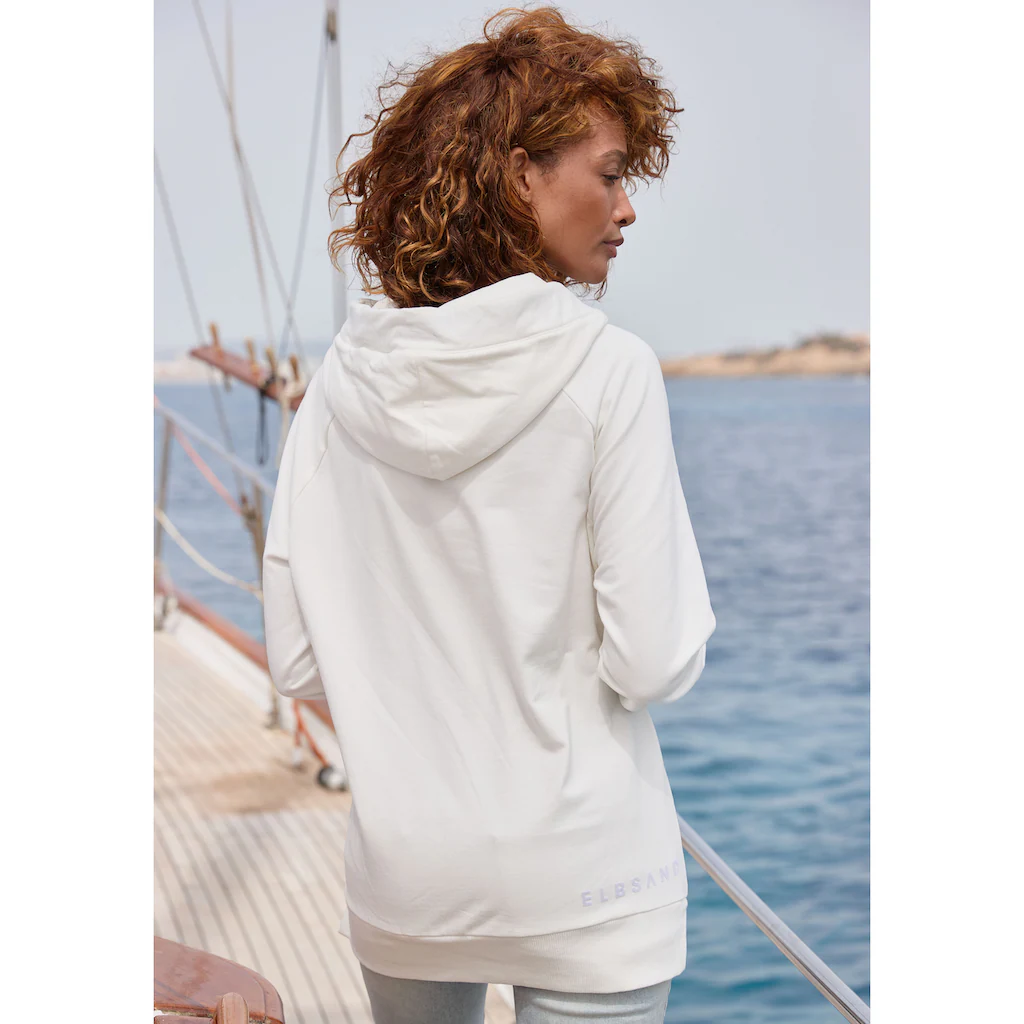 Elbsand Kapuzensweatshirt »Svana« mit Logoprint bequemer Hoodie seitliche Schlitze Online Shopping