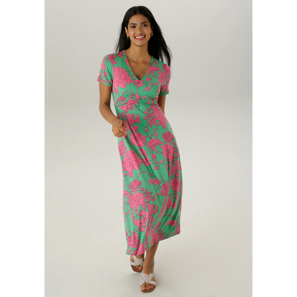 Aniston SELECTED Sommerkleid mit abstrakten Blüten- und Blätterdruck - NEUE KOLLEKTION Online Outlet