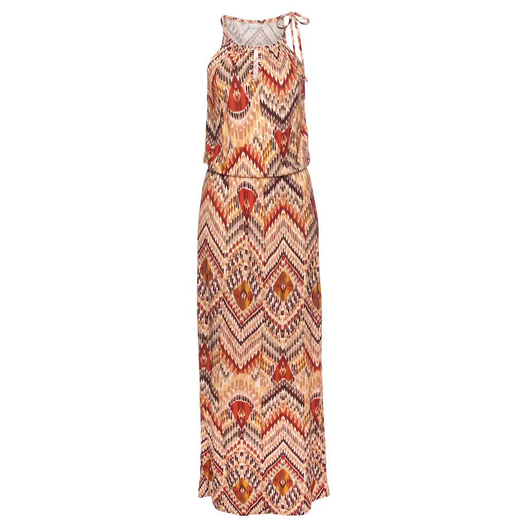 LASCANA Maxikleid mit modischem Ausschnitt im Ethnoprint Sommerkleid Strandkleid Räumungsverkauf