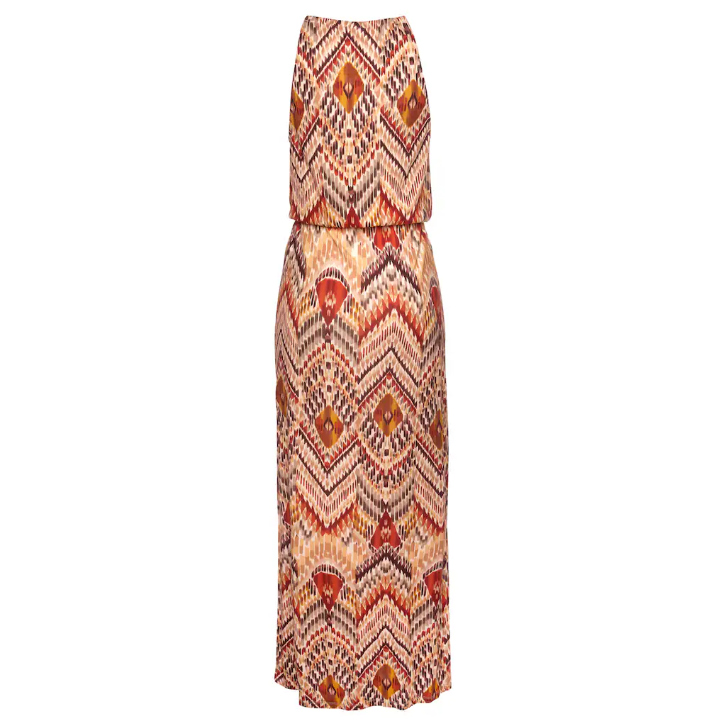 LASCANA Maxikleid mit modischem Ausschnitt im Ethnoprint Sommerkleid Strandkleid Räumungsverkauf