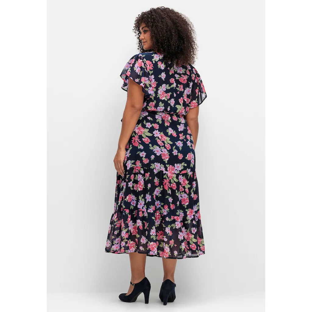 sheego by Joe Browns Chiffonkleid »Große Größen« mit Blumendruck und Bindegürtel Sonderangebote