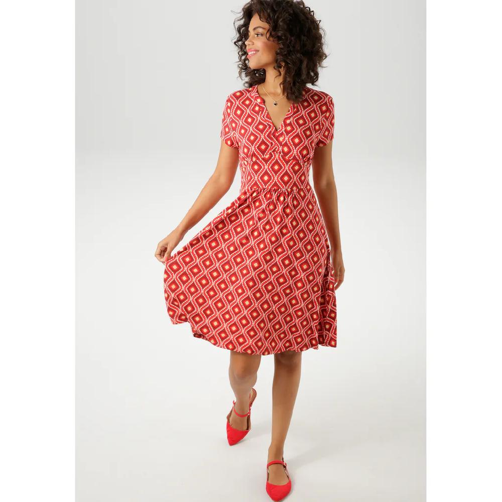 Aniston CASUAL Sommerkleid mit farbharmonischem Retro-Druck - NEUE KOLLEKTION Super Sparpreis