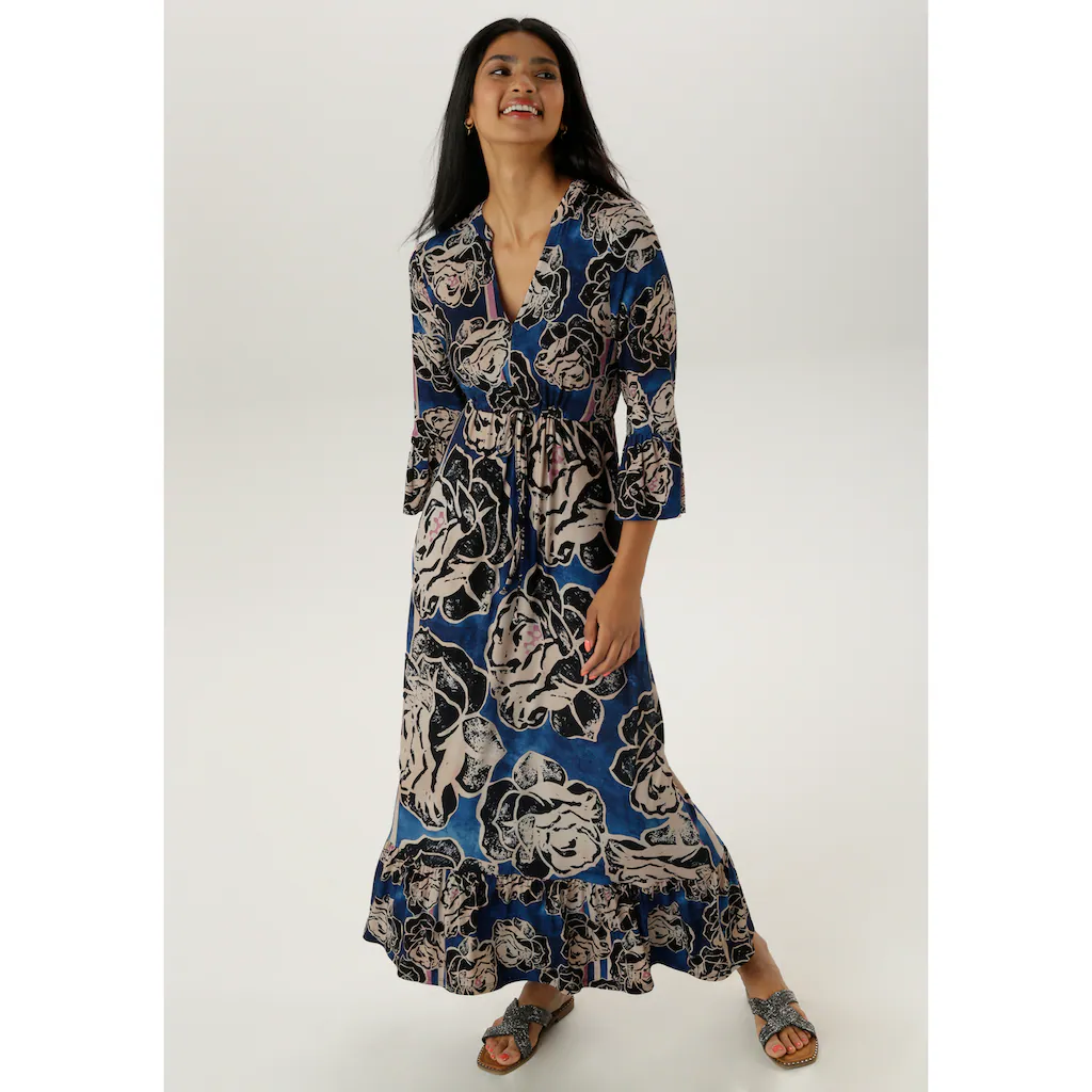 Aniston SELECTED Maxikleid mit Volant an den 3/4-langen Ärmeln und am Saum - NEUE KOLLEKTION Fabrikladen