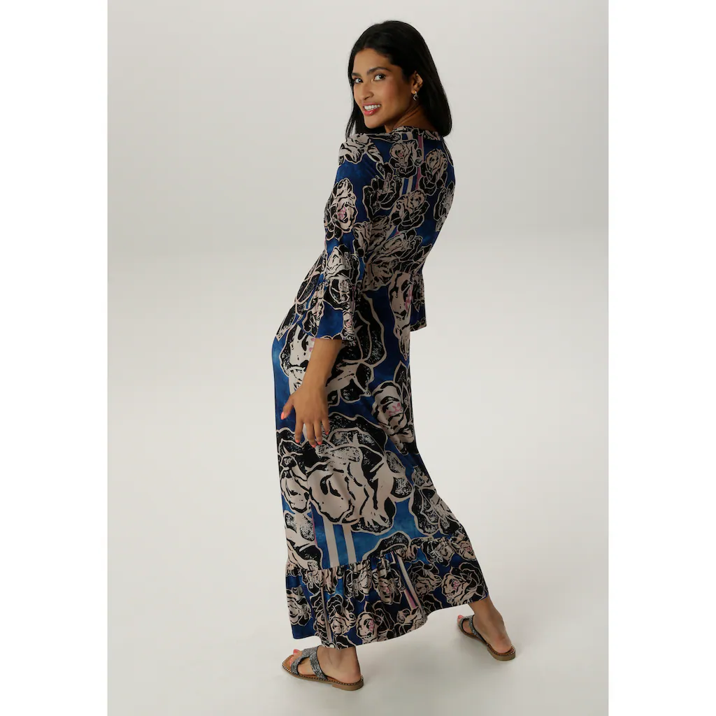 Aniston SELECTED Maxikleid mit Volant an den 3/4-langen Ärmeln und am Saum - NEUE KOLLEKTION Fabrikladen