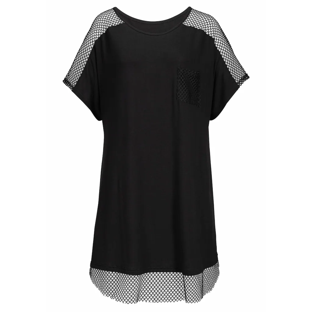 s.Oliver Longshirt mit Mesheinsätzen Shirtkleid Strandkleid lockere Passform 50% Rabatt für begrenzte Zeit