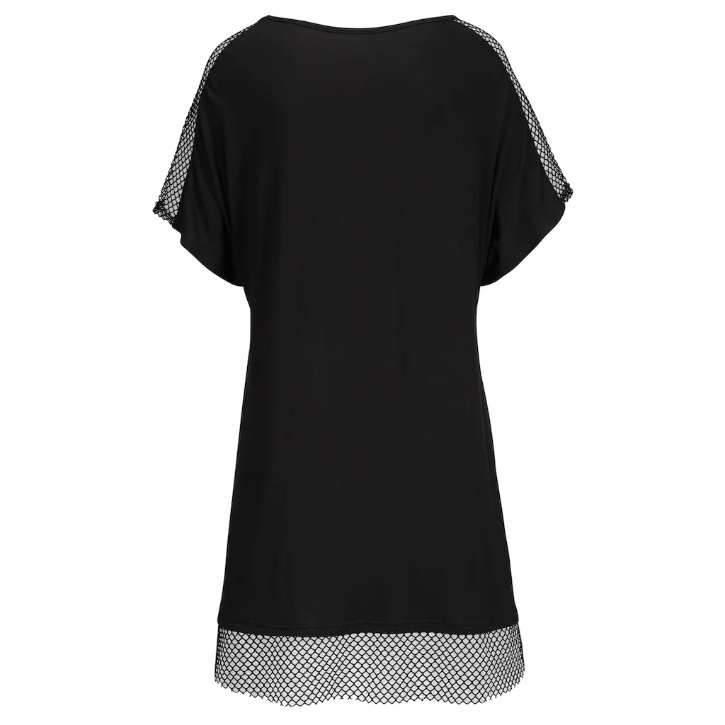 s.Oliver Longshirt mit Mesheinsätzen Shirtkleid Strandkleid lockere Passform 50% Rabatt für begrenzte Zeit