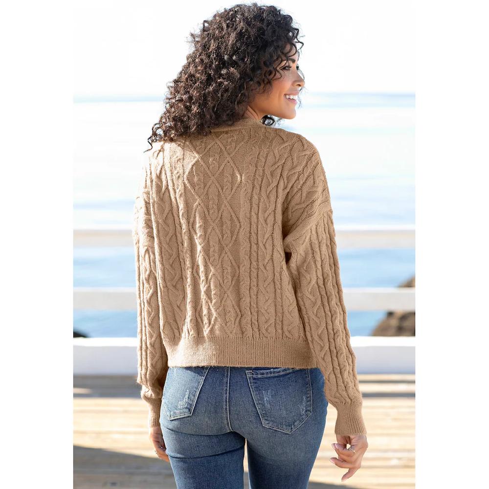 LASCANA Strickjacke mit Zopfmuster kuschelweicher Cardigan lässig Rabatte dieses Monats